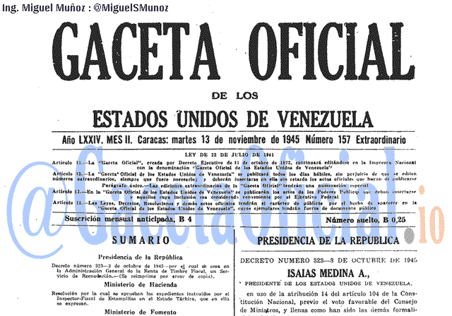 Gaceta Oficial 157 del 13 Noviembre 1945