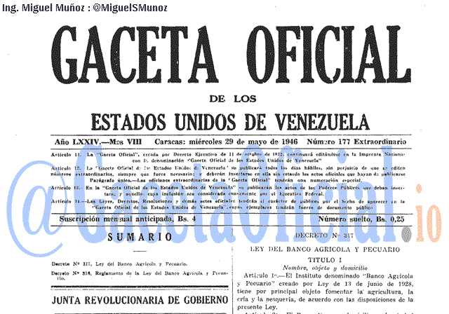Gaceta Oficial 177 del 29 Mayo 1946