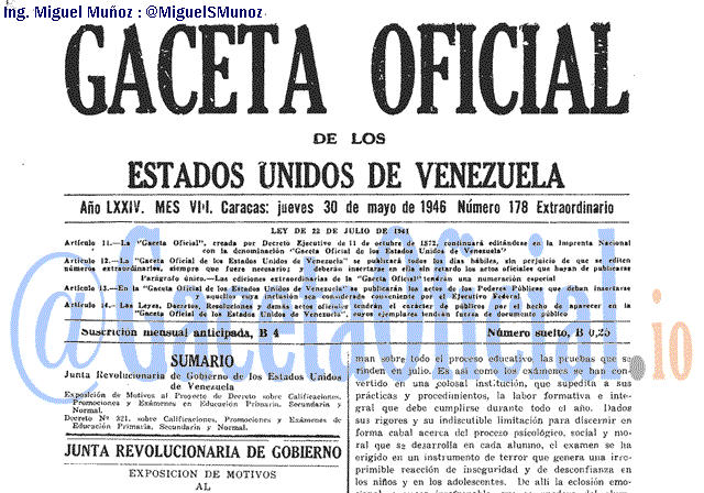 Gaceta Oficial 178 del 30 Mayo 1946