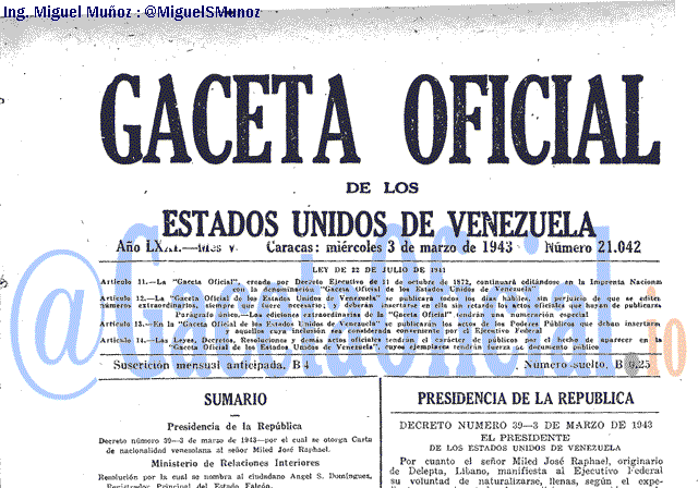 Gaceta Oficial 21042 del 3 Marzo 1943