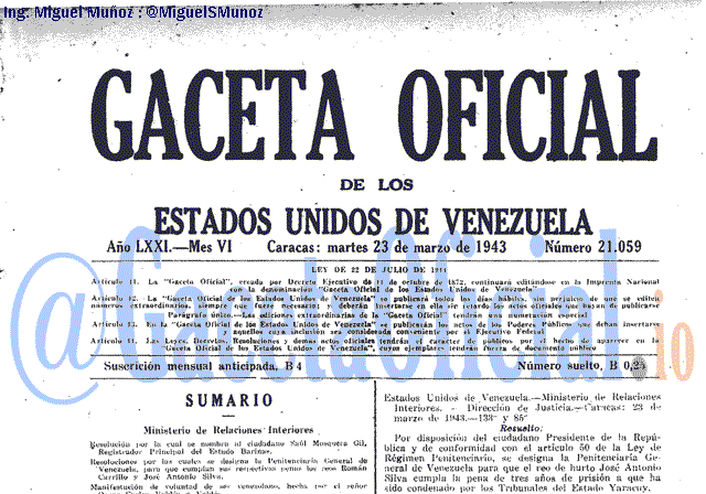 Gaceta Oficial 21059 del 23 Marzo 1943
