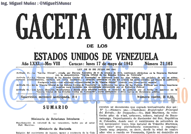 Gaceta Oficial 21103 del 17 Mayo 1943
