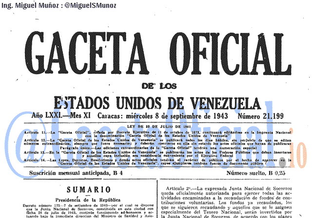 Gaceta Oficial 21199 del 8 Septiembre 1943