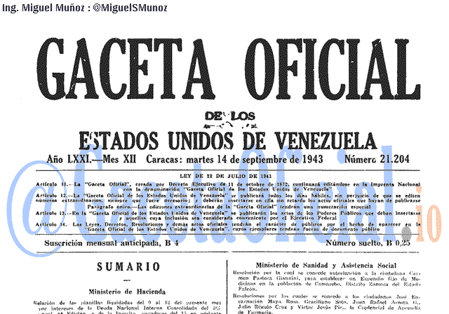 Gaceta Oficial 21204 del 14 Septiembre 1943