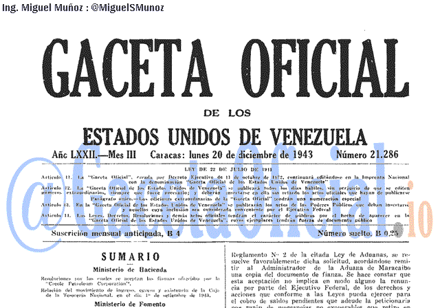 Gaceta Oficial 21286 del 20 Diciembre 1943
