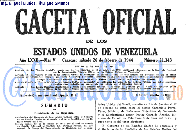 Gaceta Oficial 21343 del 26 Febrero 1944