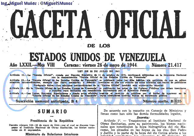 Gaceta Oficial 21417 del 26 Mayo 1944