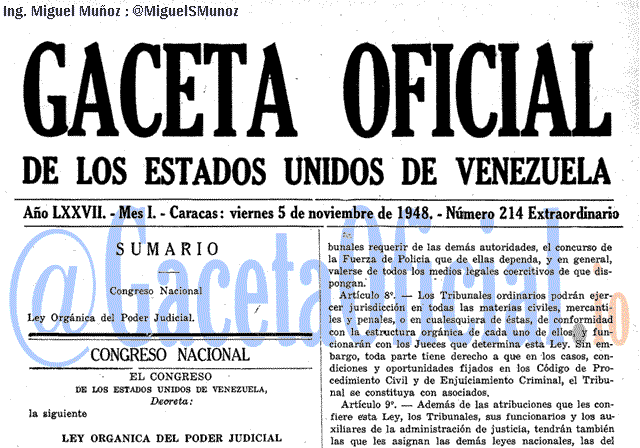 Gaceta Oficial 214 del 5 Noviembre 1948