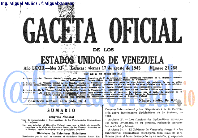 Gaceta Oficial 21788 del 17 Agosto 1945