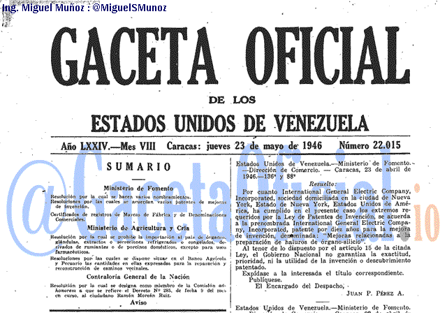 Gaceta Oficial 22015 del 23 Mayo 1946