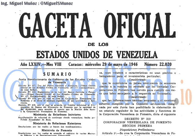 Gaceta Oficial 22020 del 29 Mayo 1946