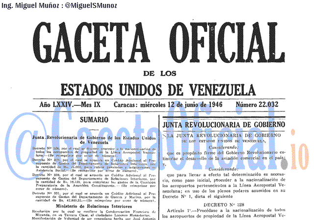 Gaceta Oficial 22032 del 12 Junio 1946