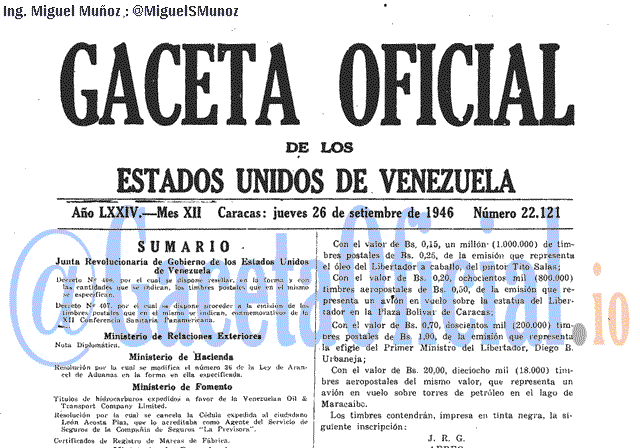 Gaceta Oficial 22121 del 26 Septiembre 1946