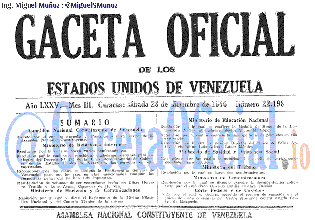Gaceta Oficial 22198 del 28 Diciembre 1946