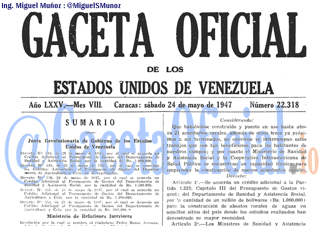 Gaceta Oficial 22318 del 24 Mayo 1947