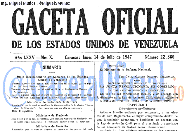 Gaceta Oficial 22360 del 14 Julio 1947