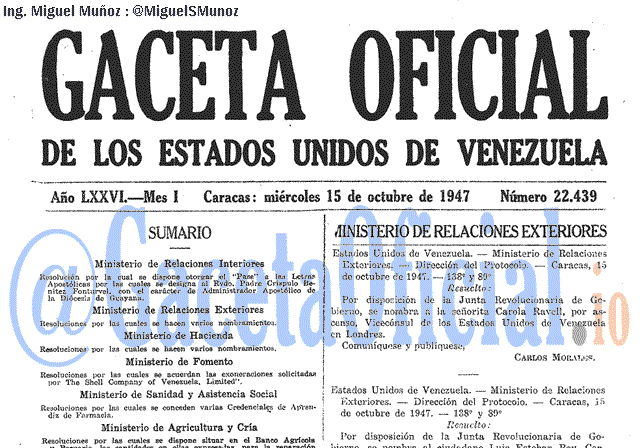 Gaceta Oficial 22439 del 15 Octubre 1947