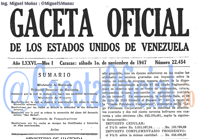 Gaceta Oficial 22454 del 1 Noviembre 1947