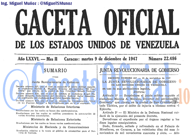 Gaceta Oficial 22486 del 9 Diciembre 1947
