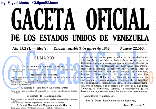 Gaceta Oficial 22563 del 9 Marzo 1948