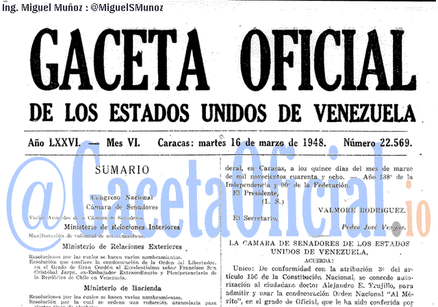 Gaceta Oficial 22569 del 16 Marzo 1948