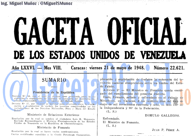 Gaceta Oficial 22621 del 21 Mayo 1948