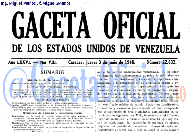 Gaceta Oficial 22632 del 3 Junio 1948
