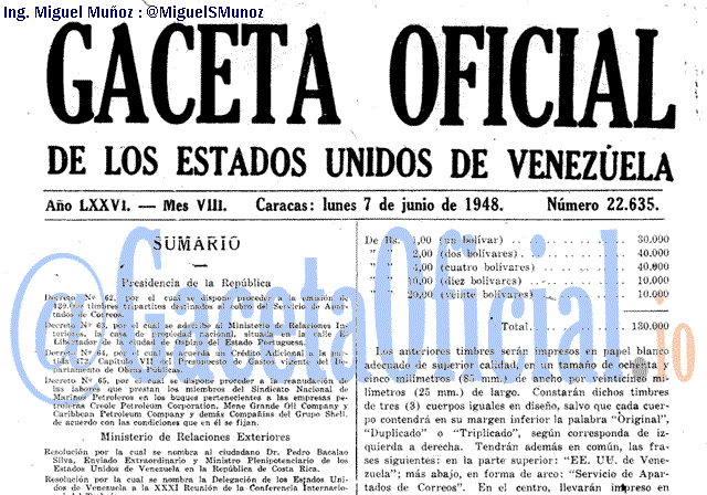 Gaceta Oficial 22635 del 7 Junio 1948