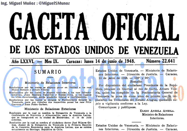Gaceta Oficial 22641 del 14 Junio 1948