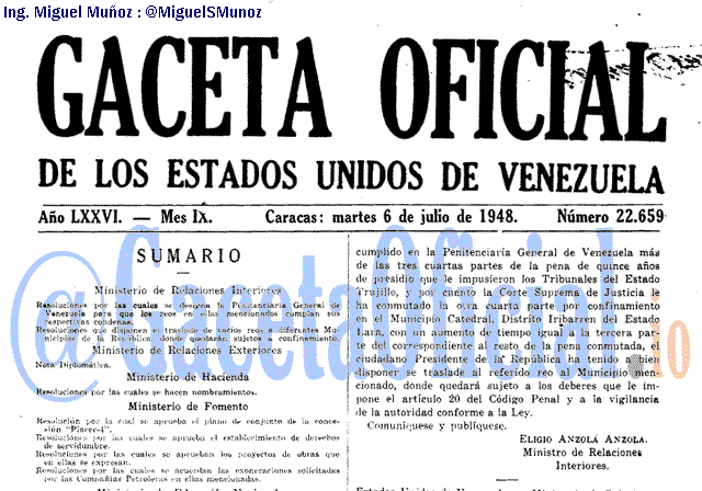 Gaceta Oficial 22659 del 6 Julio 1948