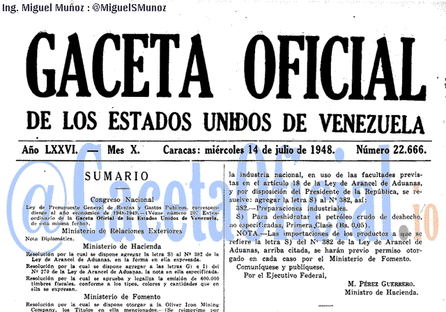 Gaceta Oficial 22666 del 14 Julio 1948