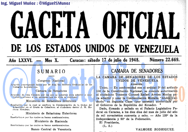 Gaceta Oficial 22669 del 17 Julio 1948