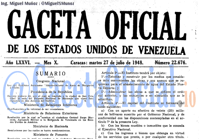 Gaceta Oficial 22676 del 27 Julio 1948