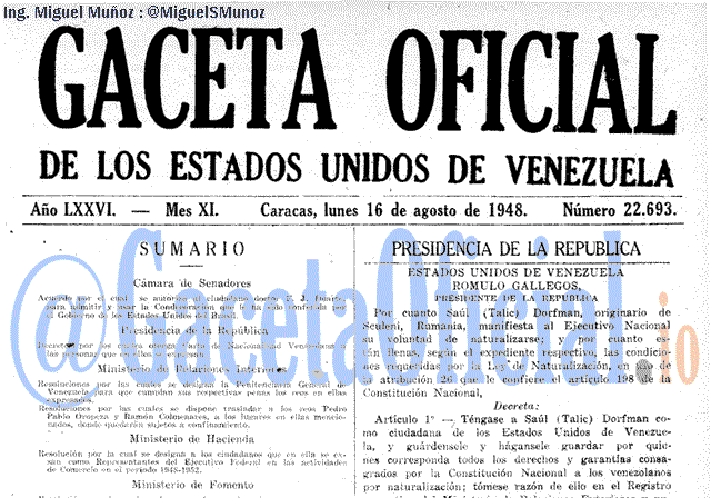 Gaceta Oficial 22693 del 16 Agosto 1948