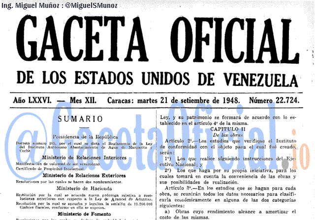 Gaceta Oficial 22724 del 21 Septiembre 1948