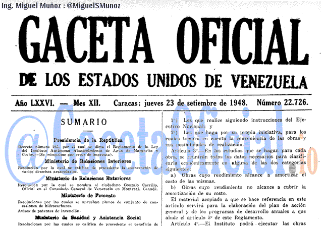 Gaceta Oficial 22726 del 23 Septiembre 1948