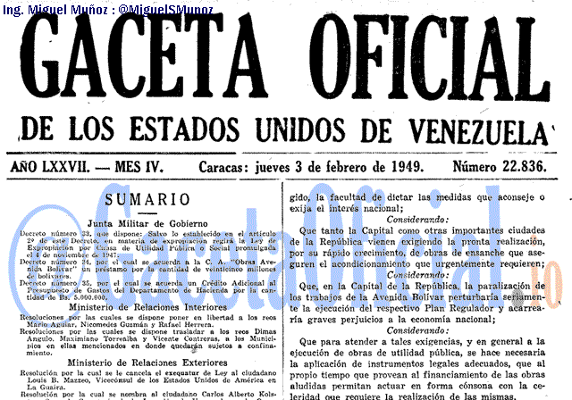 Gaceta Oficial 22836 del 3 Febrero 1949