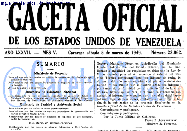 Gaceta Oficial 22862 del 5 Marzo 1949