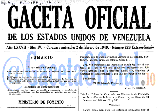 Gaceta Oficial 228 del 2 Febrero 1949