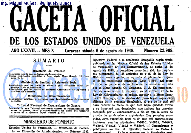 Gaceta Oficial 22989 del 6 Agosto 1949