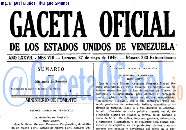 Gaceta Oficial 233 del 27 Mayo 1949
