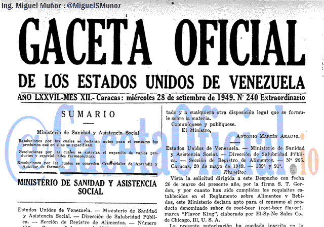 Gaceta Oficial 240 del 28 Septiembre 1949