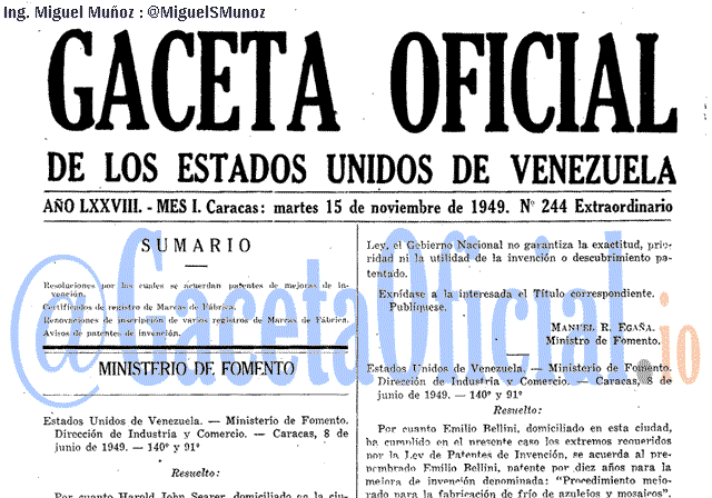 Gaceta Oficial 244 del 15 Noviembre 1949