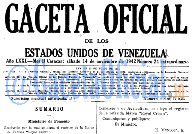 Gaceta Oficial 24 del 14 Noviembre 1942