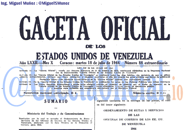 Gaceta Oficial 88 del 18 Julio 1944