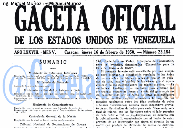 Gaceta Oficial 23154 del 16 Febrero 1950