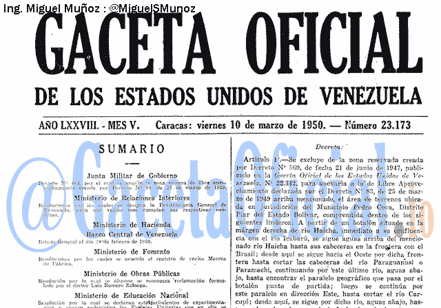 Gaceta Oficial 23173 del 10 Marzo 1950