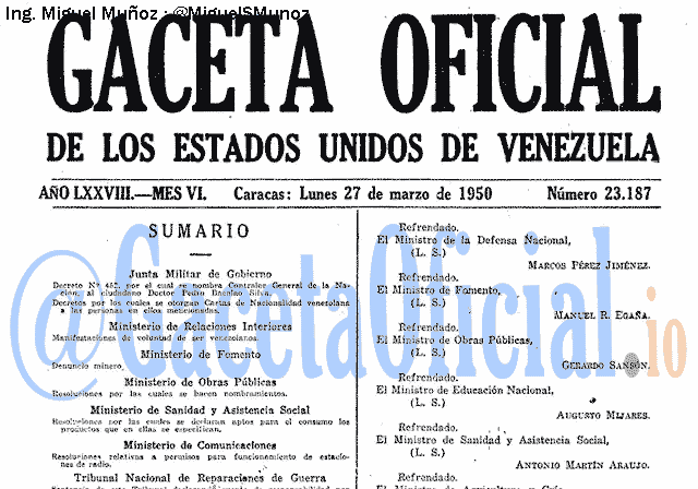 Gaceta Oficial 23187 del 27 Marzo 1950