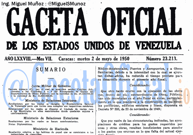 Gaceta Oficial 23213 del 2 Mayo 1950