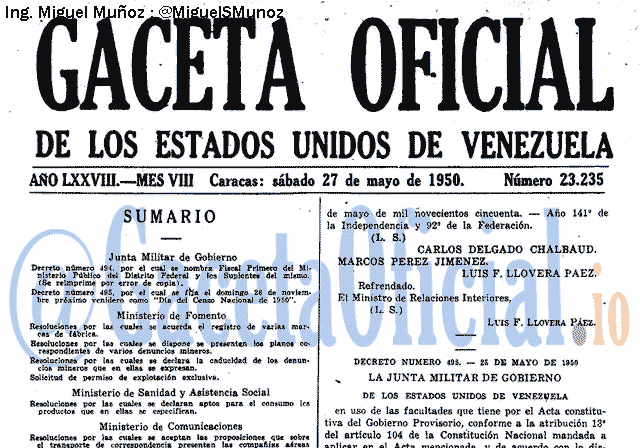 Gaceta Oficial 23235 del 27 Mayo 1950